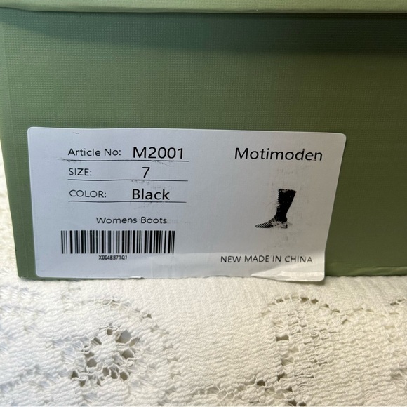 Motimoden pointed toe Knee High Boots chunky Mid Heel zipper Black size 7 - Picture 11 of 16